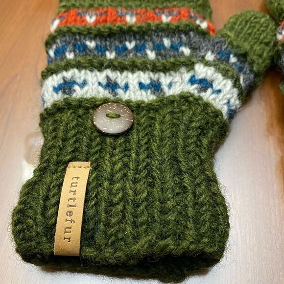 Mens mittens wool green - Picture 4 of 6